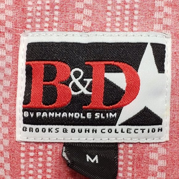 Panhandle Slim B & D Brooks and Dunn Western Shirt Red With White Pearl Snaps - Picture 2 of 6